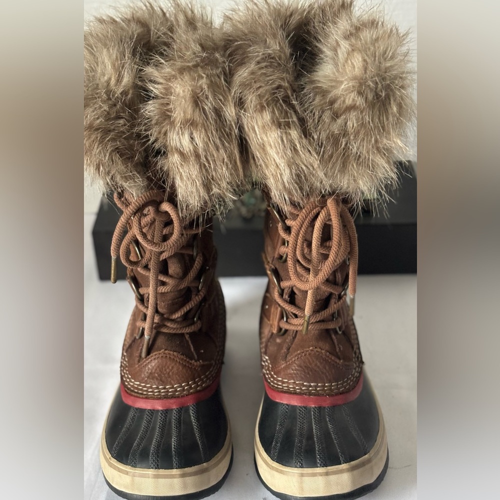 SOREL WOMENS JOAN OF ARTIC WATERPROOF FULL GRAIN LEATHER & SUEDE FAUX FUR SZ 6 - Picture 11 of 13